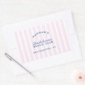 Sticker Rectangulaire Demoiselle d'honneur Rétro Moderne Rose & Bleu Mar (Enveloppe)