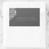 Sticker Rectangulaire Dentelle blanche Gris floral Damas (Sac)