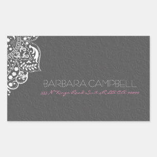 Sticker Rectangulaire Dentelle blanche Gris floral Damas