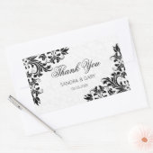 Sticker Rectangulaire Dentelle Noire Florale Et Damas Blanc (Enveloppe)