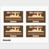 Sticker Rectangulaire Des Moines, Iowa (Feuille)