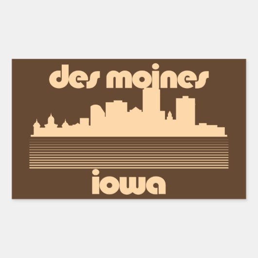 Sticker Rectangulaire Des Moines, Iowa (Devant)