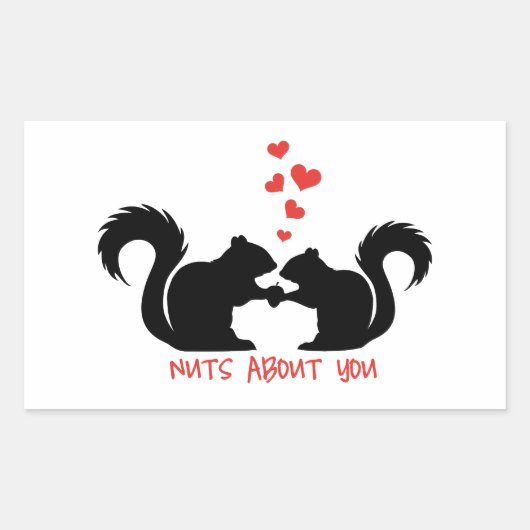 Sticker Rectangulaire Des noix sur toi, des écureuils amoureux (Devant)
