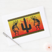 Sticker Rectangulaire Désert Sun Cactus Sud-Ouest Kokopelli (Enveloppe)