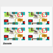 Sticker Rectangulaire Design abstract de Mid-Century (Feuille)