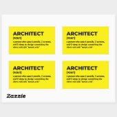 Sticker Rectangulaire Design de définition d'Humour d'architecte (Feuille)