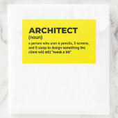 Sticker Rectangulaire Design de définition d'Humour d'architecte (Sac)