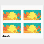 Sticker Rectangulaire Design de surf tropical rétro de Sunset Beach (Feuille)