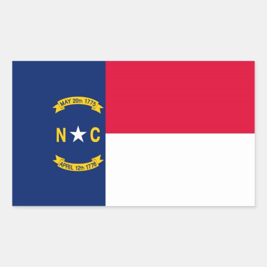 Sticker Rectangulaire Design du drapeau de l'État de Caroline du Nord (Devant)
