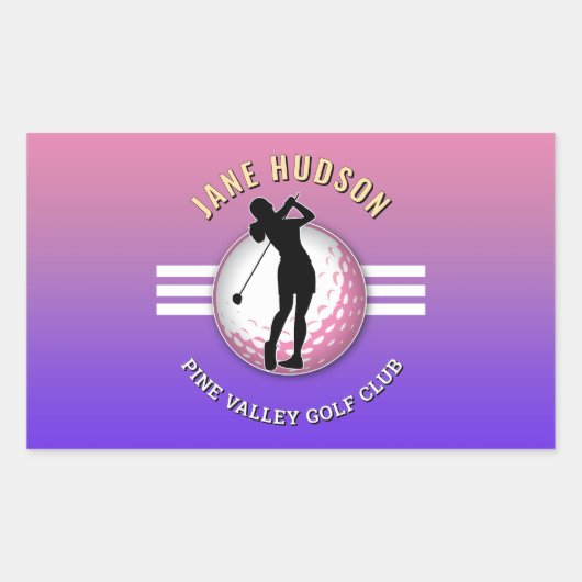 Sticker Rectangulaire Design élégant de Golfeur pour femmes (Devant)