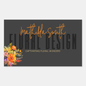 Sticker Rectangulaire Design floral sophistiqué Fleurs orange noire (Devant)