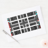 Sticker Rectangulaire Design graphique À damiers noir, blanc et rouge (Enveloppe)