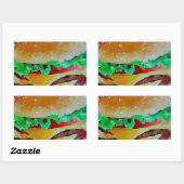 Sticker Rectangulaire design hamburger, peinture originale (Feuille)
