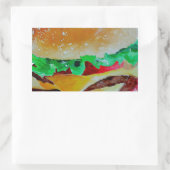 Sticker Rectangulaire design hamburger, peinture originale (Sac)