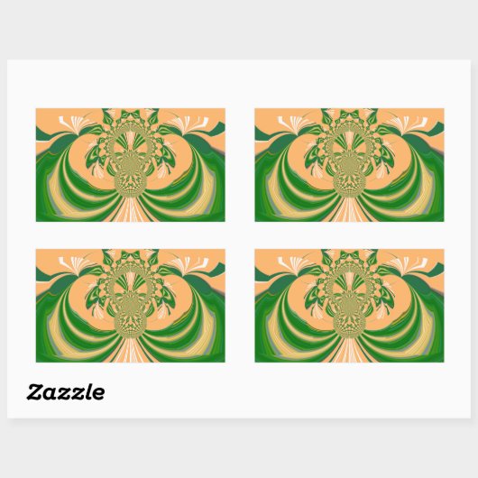 Sticker Rectangulaire Design vert jaune. (Feuille)