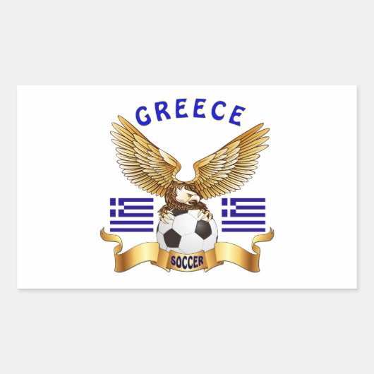 Sticker Rectangulaire Designs de football de Grèce (Devant)