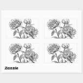 Sticker Rectangulaire Dessin à encre de rose (Feuille)