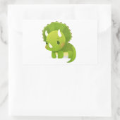 Sticker Rectangulaire dessin animé de bébé vert mignon dinosaure (Sac)