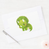 Sticker Rectangulaire dessin animé de bébé vert mignon dinosaure (Enveloppe)