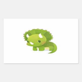 Sticker Rectangulaire dessin animé de bébé vert mignon dinosaure