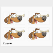 Sticker Rectangulaire Dessin animé d'un chien équilibrant un os (Feuille)