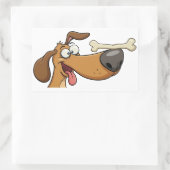 Sticker Rectangulaire Dessin animé d'un chien équilibrant un os (Sac)