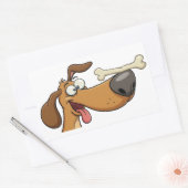 Sticker Rectangulaire Dessin animé d'un chien équilibrant un os (Enveloppe)