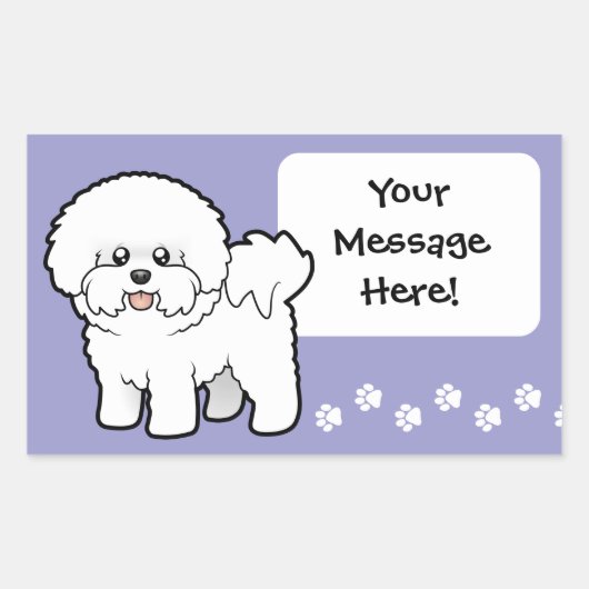 Sticker Rectangulaire Dessin Bichon Frise (Devant)