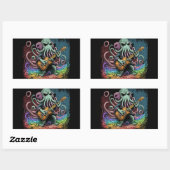 Sticker Rectangulaire Dessin Cthulhu Rock 'n Roll (Feuille)