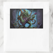 Sticker Rectangulaire Dessin Cthulhu Rock 'n Roll (Sac)
