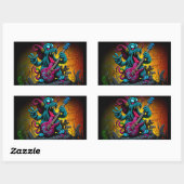 Sticker Rectangulaire Dessin Cthulhu Rock 'n Roll (Feuille)