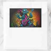 Sticker Rectangulaire Dessin Cthulhu Rock 'n Roll (Sac)