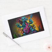 Sticker Rectangulaire Dessin Cthulhu Rock 'n Roll (Enveloppe)