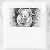 Sticker Rectangulaire dessin d'animal de porc heureux (Sac)