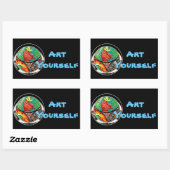 Sticker Rectangulaire Dessin d'art de Chameleon (Feuille)