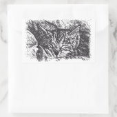Sticker Rectangulaire Dessin de chat couché mignon (Sac)