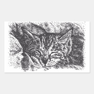 Sticker Rectangulaire Dessin de chat couché mignon