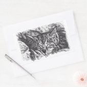 Sticker Rectangulaire Dessin de chat couché mignon (Enveloppe)