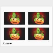 Sticker Rectangulaire Dessin de Frankenstein Monster avec Citrouille (Feuille)