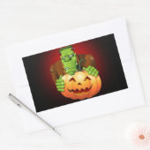 Sticker Rectangulaire Dessin de Frankenstein Monster avec Citrouille (Enveloppe)