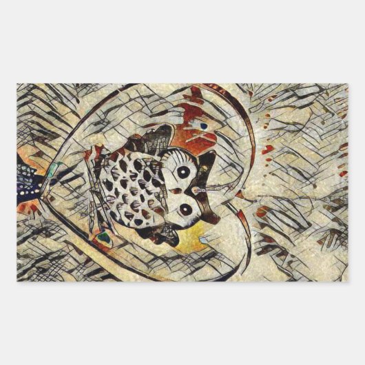 Sticker Rectangulaire Dessin de hibou (Devant)
