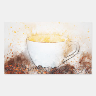 Sticker Rectangulaire Dessin de Hot Cup of Coffee Good Morning Sunshine