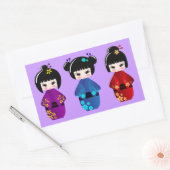 Sticker Rectangulaire Dessin de poupées Cute kokeshi (Enveloppe)