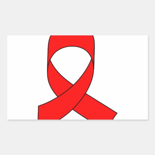 Sticker Rectangulaire Dessin de ruban rouge (Devant)