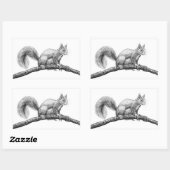 Sticker Rectangulaire Dessin d'écureuil (Feuille)