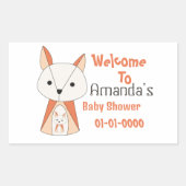 Sticker Rectangulaire Dessin du Baby shower Fox (Devant)