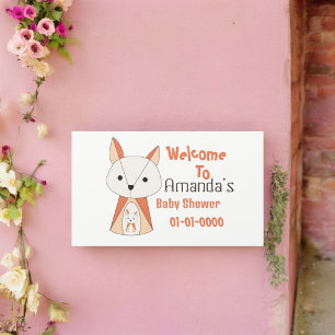 Sticker Rectangulaire Dessin du Baby shower Fox