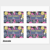 Sticker Rectangulaire Dessin du monstre Doodle foncé (Feuille)