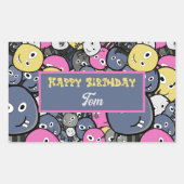 Sticker Rectangulaire Dessin du monstre Doodle foncé (Devant)