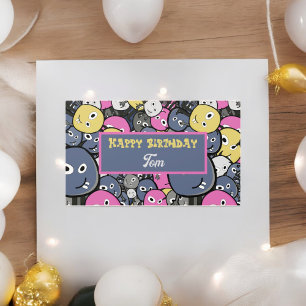 Sticker Rectangulaire Dessin du monstre Doodle foncé